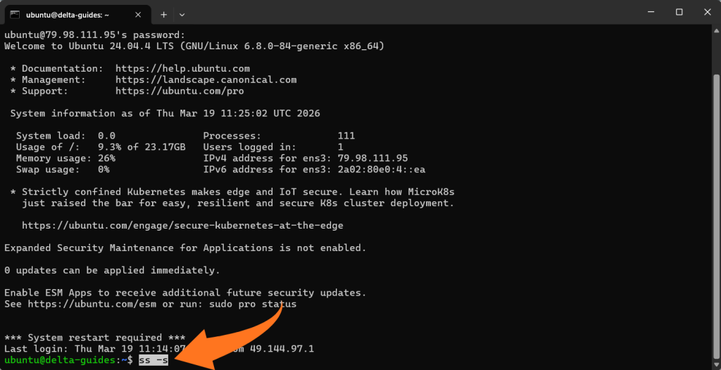 Преглед на обобщение на всички сокети и състояния на връзките