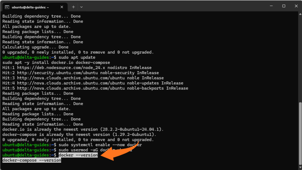 Проверка на Docker версия