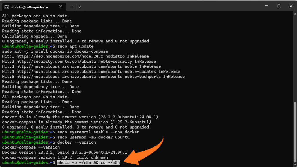 Създайте папка n8n