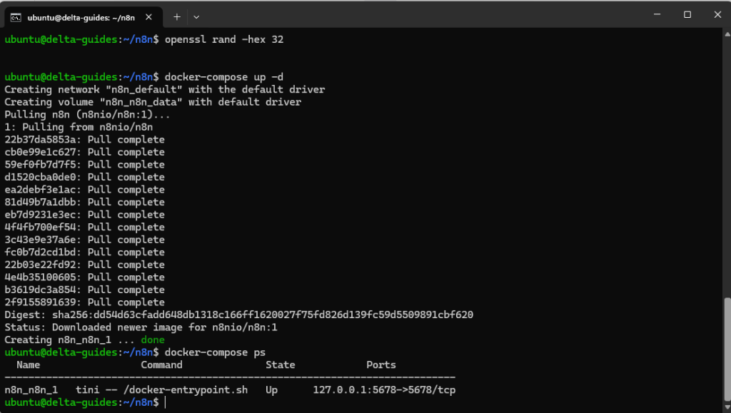 n8n работи успешно