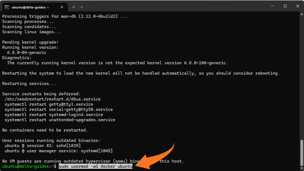 Позволете на потребителя ubuntu да изпълнява команди на Docker без sudo