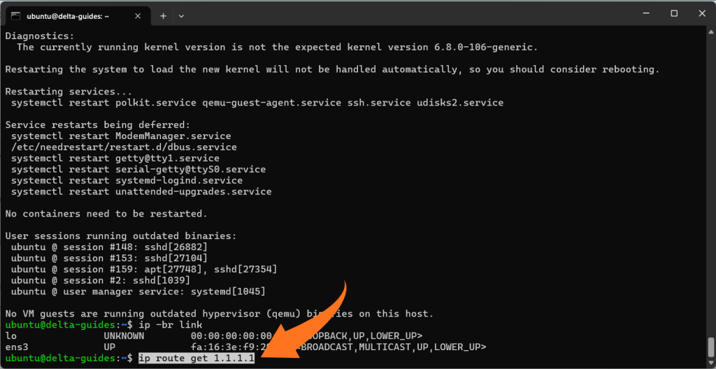 Показва кой интерфейс се използва за изходящ трафик