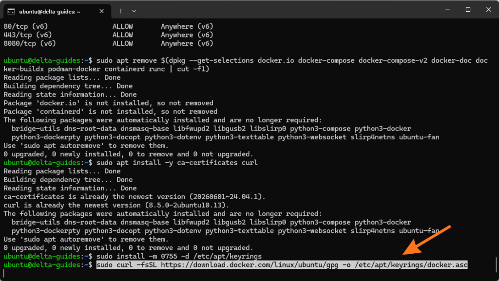 Изтеглете GPG ключа на Docker
