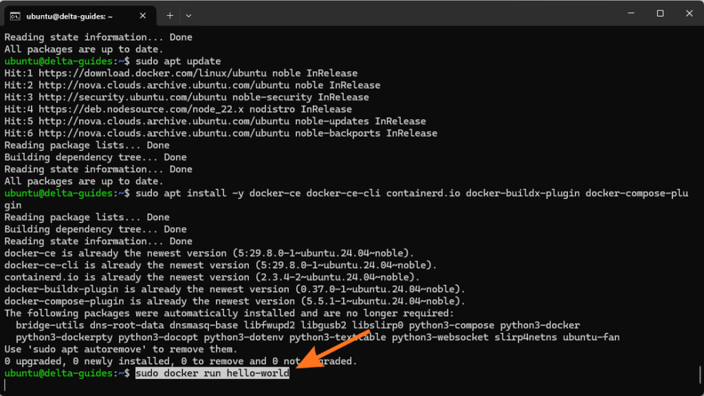 Стартирайте тестовия Docker контейнер